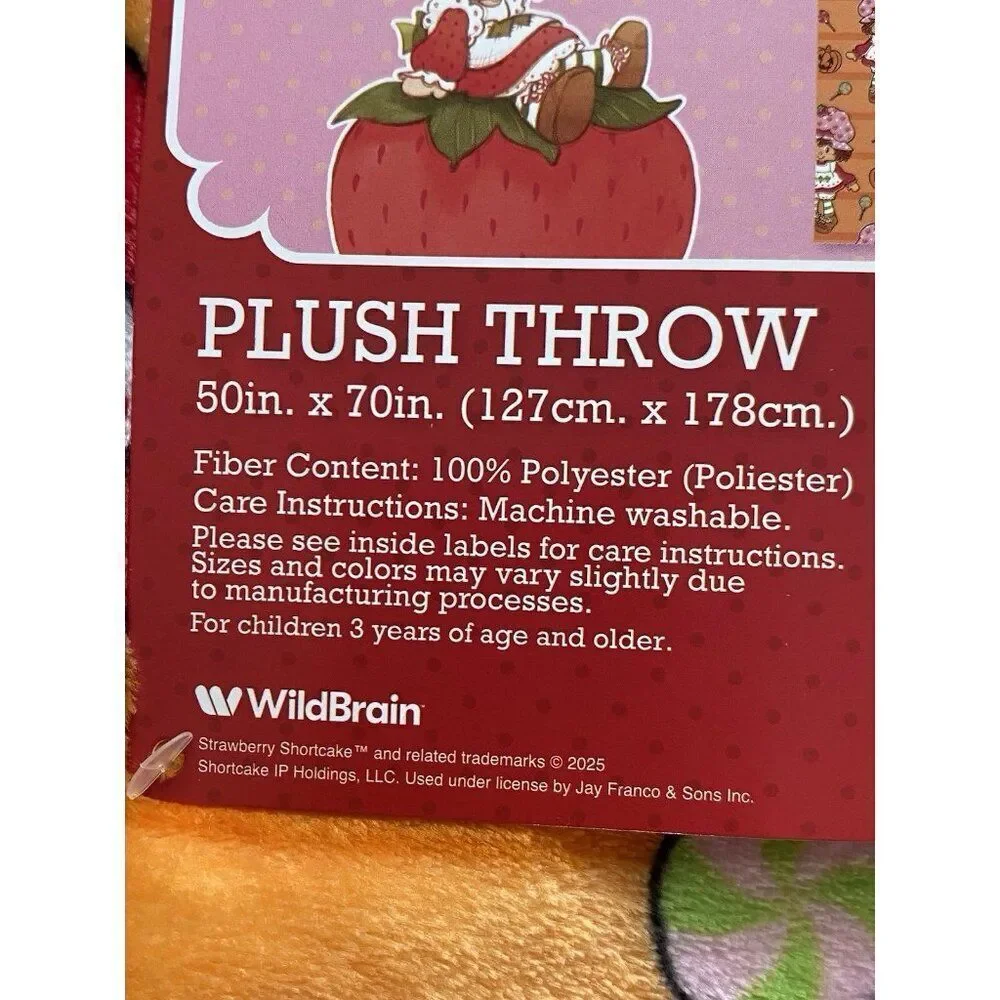 Strawberry Shortcake Orange Halloween Pumpkin Plush Throw Blanket‎ 50 X 70” NEW